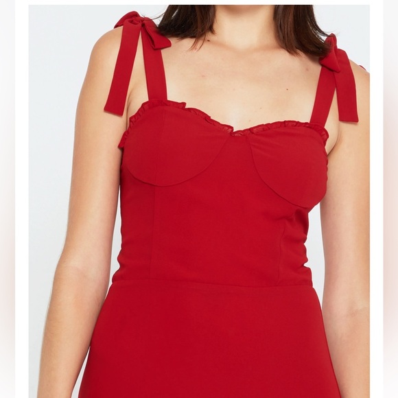 O.P.T. Toile de Jouy Red Tie Strap Midi Dress - Picture 4 of 15